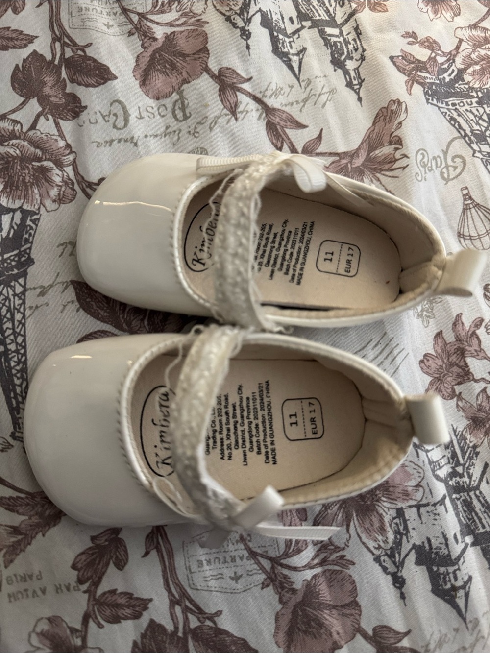 Girls' Cream Patent Mary Jane Ballet Shoes with Sparkle Strap